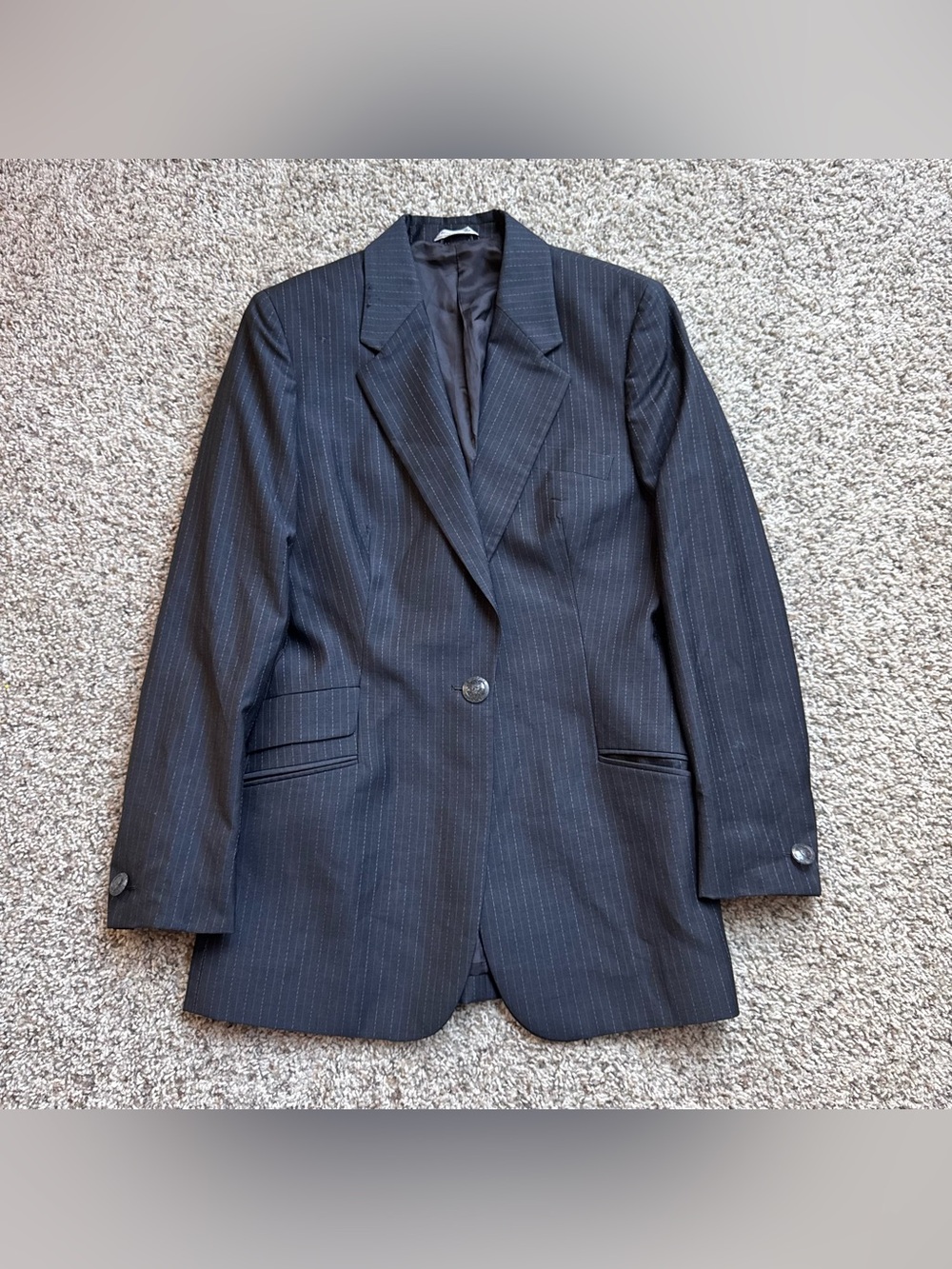 Vintage Istante Versace Women’s Blazer Size 34 Black Pinstripe Made Italy 90s